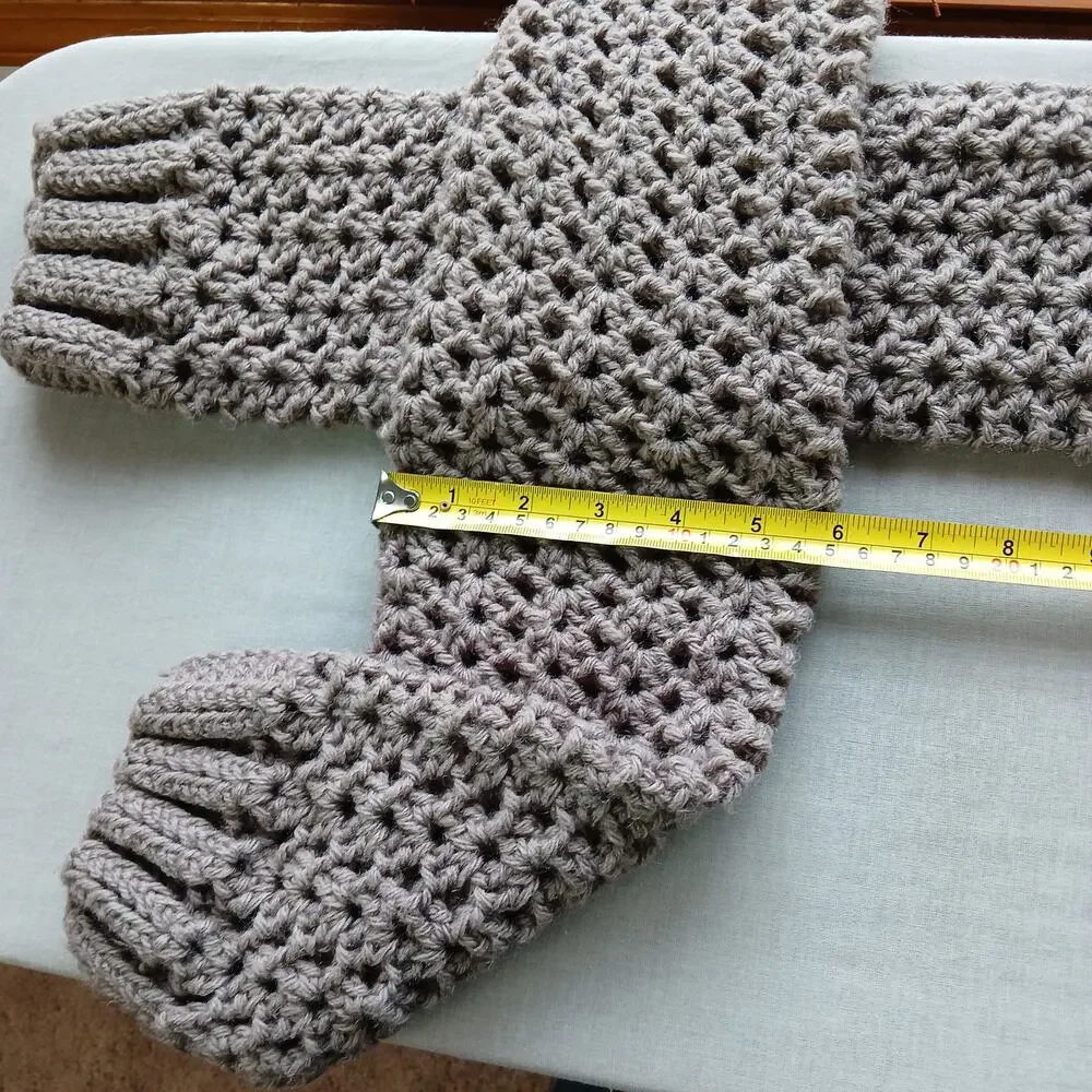 Taupe Leg Warmers OSFM crochet warm thick chunky over the knee dance premade